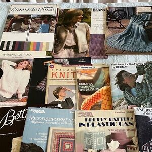 Afghan , knitting & needlepoint vintage books